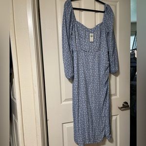 Blue Floral Abercrombie Midi Dress Sz Medium Tall NWT